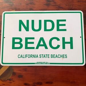 Tin California State Beaches Nude Beach Sign Funny Pool/Spa/Hot Tub Wall Decor